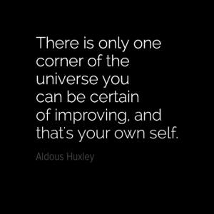 "There is only one corner of the universe you can be certain of improving and that's your own self." Aldous Huxley