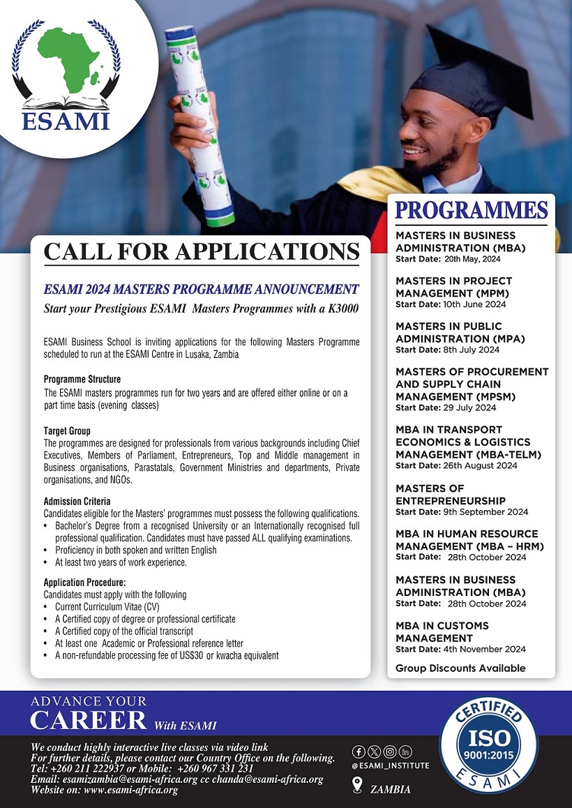 ESAMI 2024 Masters Programme Announcement GoZambiaJobs