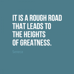 "It is a rough road that leads to the heights of greatness." Seneca